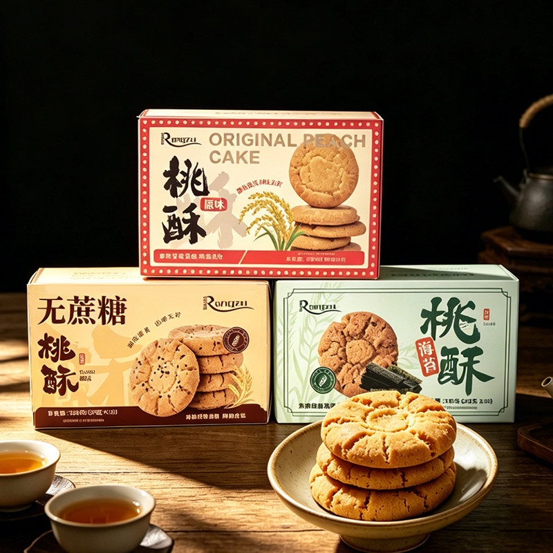 Rongzu经典苏式手工桃酥海苔原味传统糕点心200g礼盒装伴手礼
