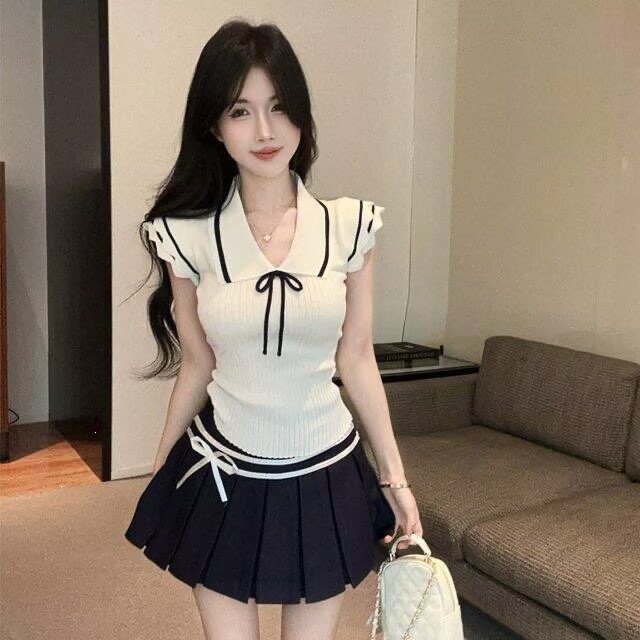 韩系学院风套装夏季女辣