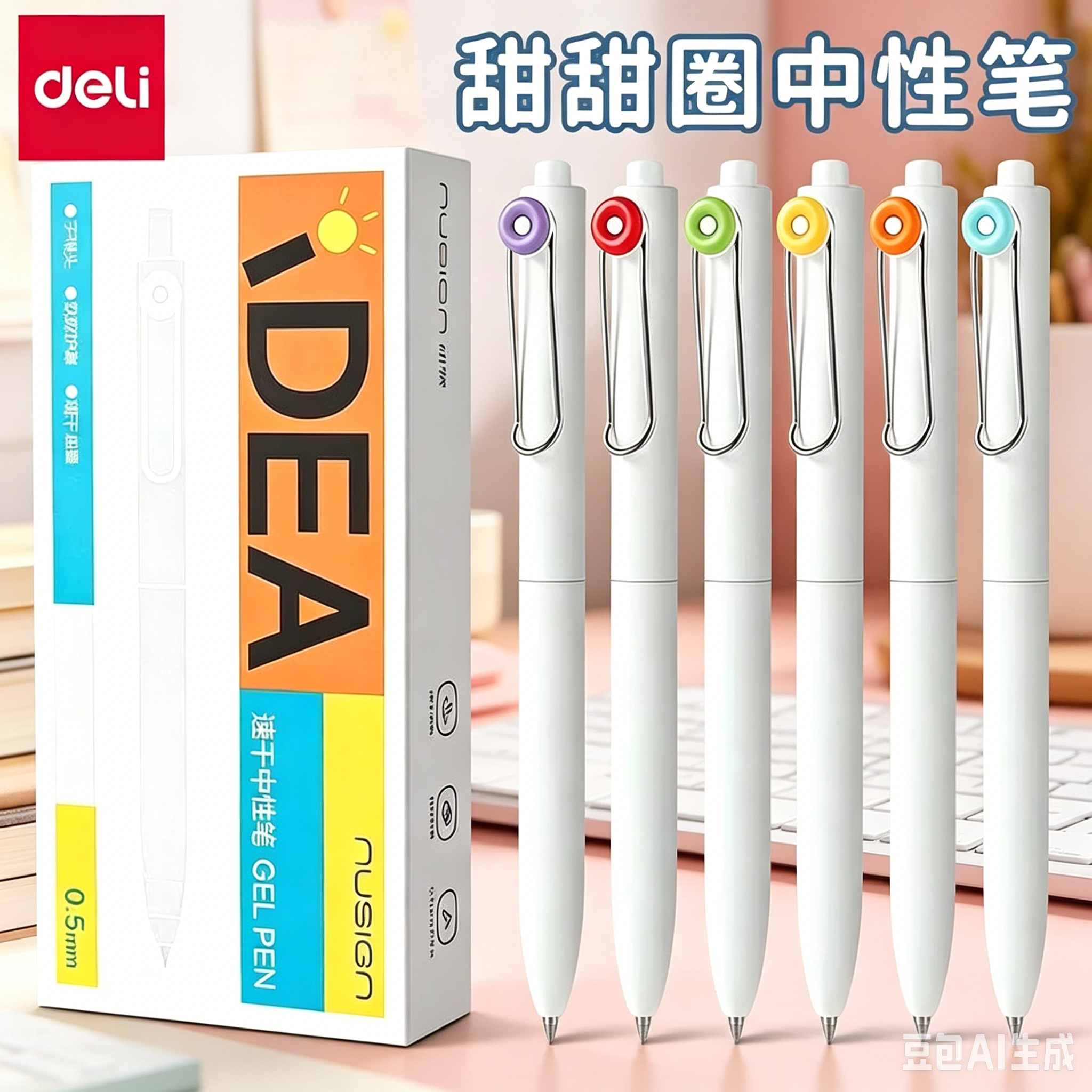 得力纽赛IDEA灵感甜甜圈中性笔按动中性笔初中生专用刷题笔高颜值ins风速干黑笔2026超火笔创意新潮中性笔