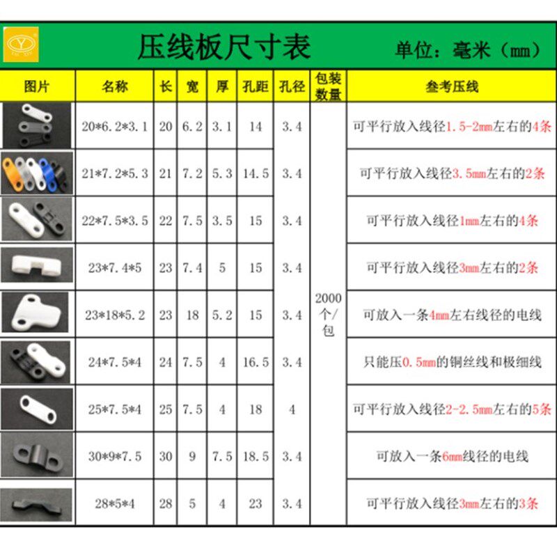 压线板 225压线片 压线码 塑胶固定片 电线固定座 线卡