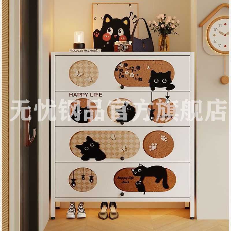 钢制鞋柜家用入户门口玄关柜鞋厨靠墙防尘多层鞋架铁艺收纳储物柜
