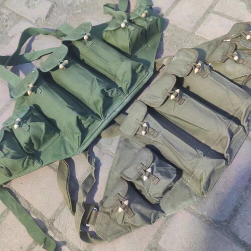 纯80年代库存新56冲7.62携行具帆布工具袋战术背心胸挂包军迷收藏