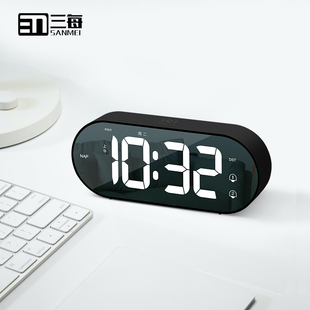 三每学生闹钟大音量LED电子时钟无极调光牀头钟声控工作日模式M23