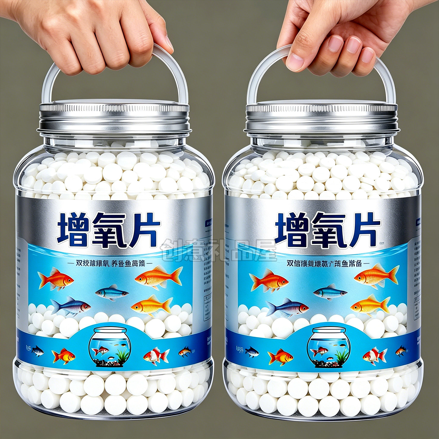鱼缸无电制氧氧气片增氧颗粒养鱼鱼用无动力加充氧气泡石打氧神器