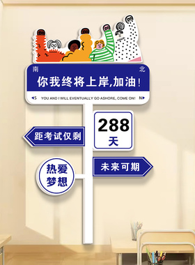 创意路牌高考倒计时墙贴纸初三班级鼓励学生教室装饰文化标语挂牌