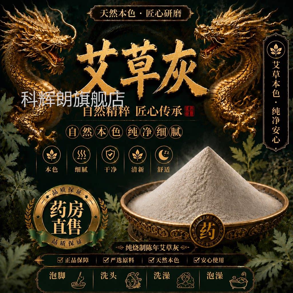 纯烧制艾草灰粉洗头泡脚面膜艾灸控油脱痘痘印草木灰养生发2gh科