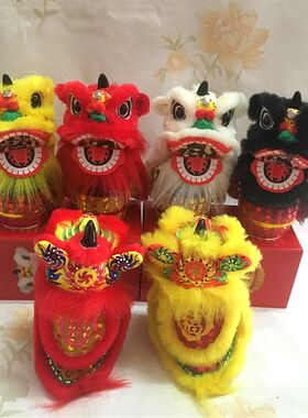 国潮小醒狮舞狮子狮鼓摆件狮头新年非遗特色工艺礼品商场店铺装饰