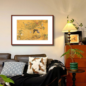 郎世宁百蝶图中古风客厅装饰画蝴蝶法式餐厅挂画书房玄关卧室壁画