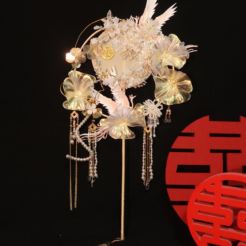 新娘结婚手作婚礼秀禾古风汉服婚扇中式喜扇手工团扇diy材料包花