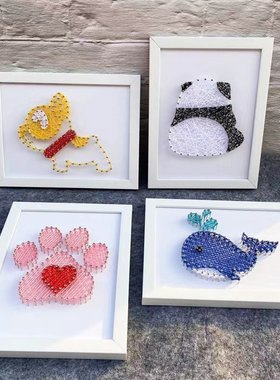 西贝家鲸鱼动物钉子绕线画创意diy手工缠绕画弦丝画减压装饰画