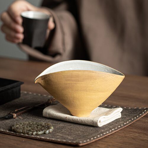 薄胎粉引侘寂风公道杯创意粗陶功夫泡茶器手工仿古茶海分茶器