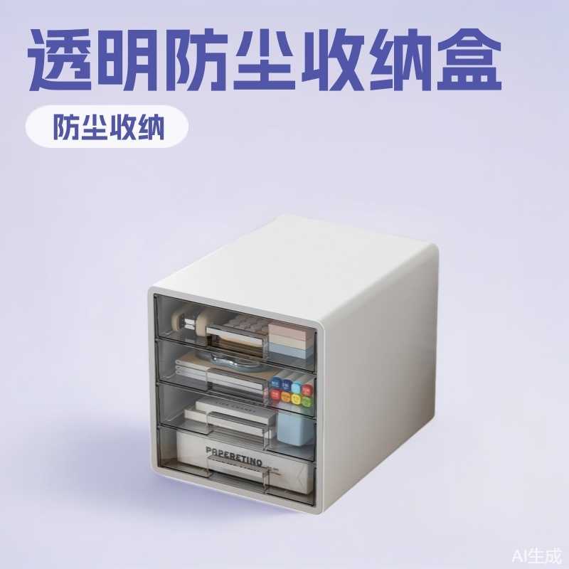 抽屉式透明桌面收纳盒工位A4文件置物架办公桌上四层整理收纳柜子