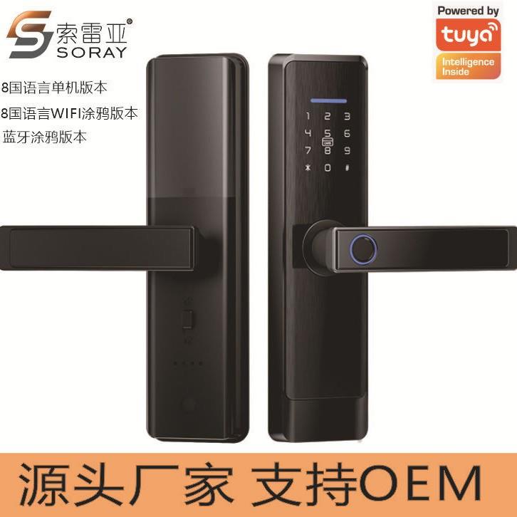 办公木门公寓民宿酒店卧室指纹锁密码刷卡蓝牙通通涂鸦WiFi智能锁