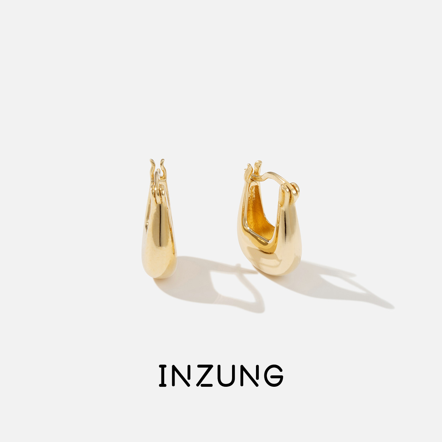 INZUNG/银妆月亮耳环女新款耳扣爆款金色耳环轻奢小众设计感耳饰