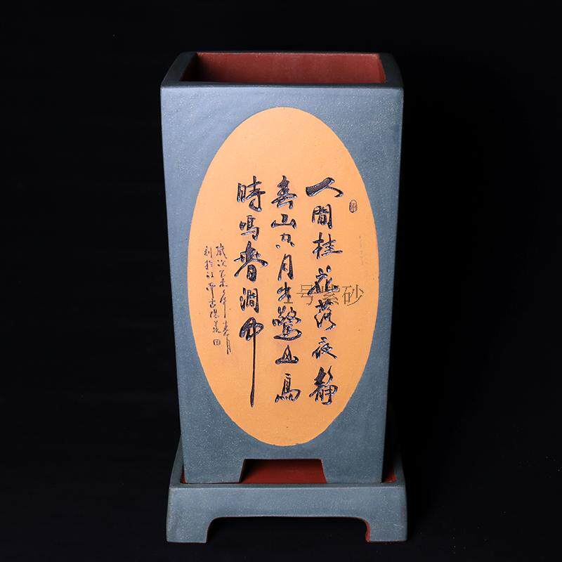 君子兰花盆陶瓷大号高档悬崖盆带托精品特大号客厅紫砂兰花盆高盆