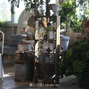 爱上花园铁艺壁挂花架层架木框层架花园杂货庭院装饰