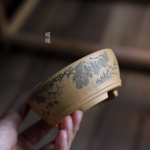 底座小圆口精品菖蒲盆 紫砂微型盆  原矿紫砂 沈小君 全手工
