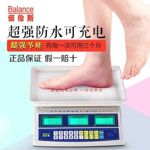 佰伦斯高精电子计重秤计价秤可充电精准工业点数台秤30kg 10g
