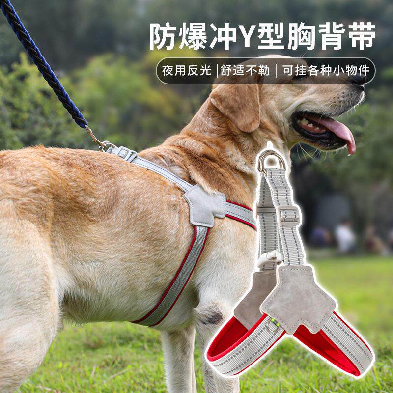 狗狗Y字胸背带防爆冲遛狗绳子中大型犬外出防挣脱背心式绳套