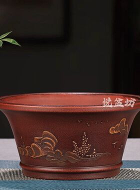 精品铁画轩紫砂花盆小多肉盆景盆金弹子黄杨菖蒲云竹盆仿古回流盆