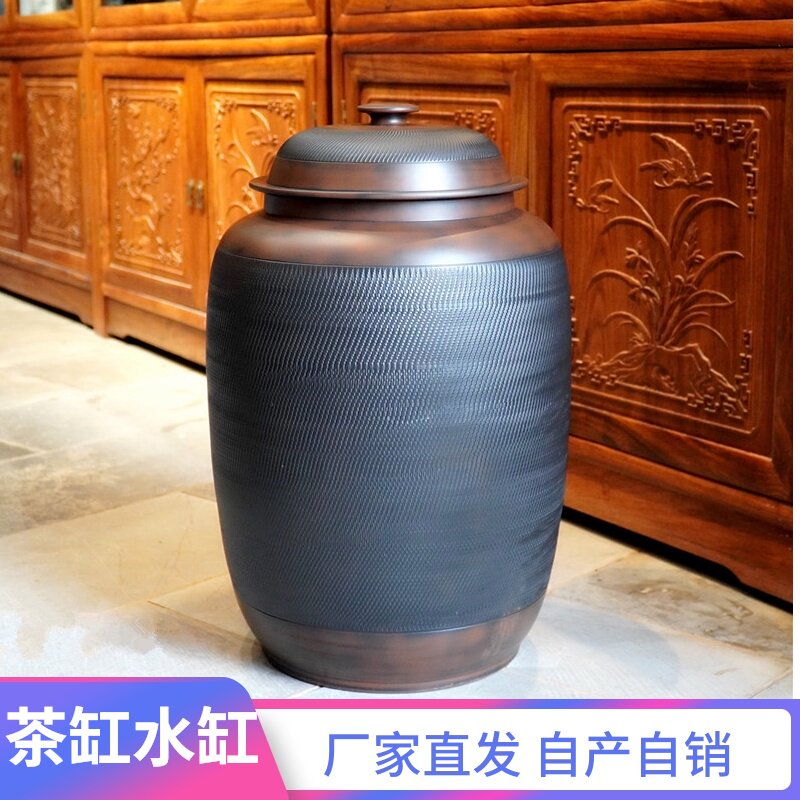 建水紫陶茶叶罐大号普洱茶存储罐陶瓷密封罐茶叶缸醒茶罐家用水缸