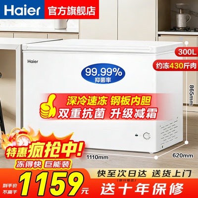 海尔300L家用商用减霜冰柜大冷柜