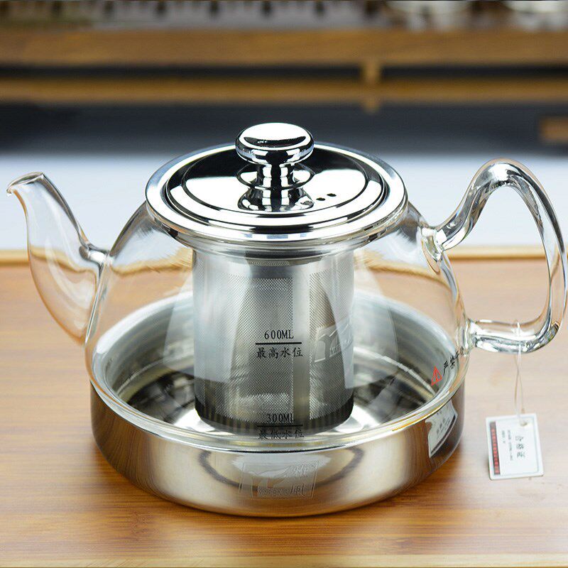 雅风耐高温玻璃烧水茶壶家用加厚电磁炉煮茶壶不锈钢过滤冲泡茶器