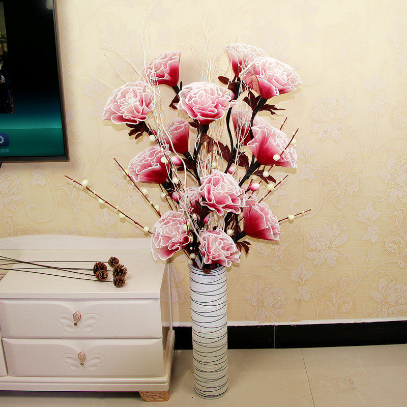 仿真干花叶脉假花摆件室内花束大装饰花摆设永生花艺客厅落地套装
