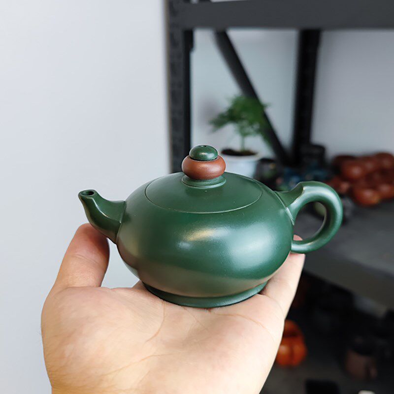 180毫升宜兴紫砂原矿绿泥时来运转壶王红娟纯手工制作紫砂壶茶具