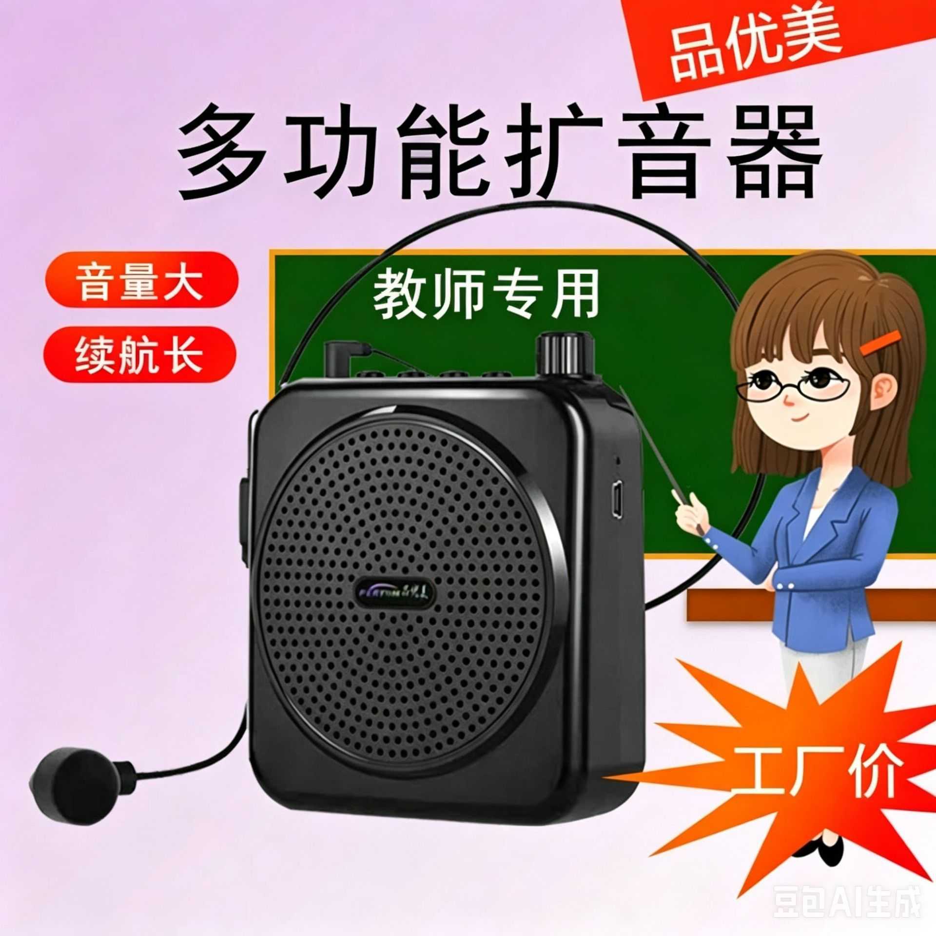 小蜜蜂扩音器教师腰挂式有线耳麦播放器导游讲课大音量喊话器喇叭