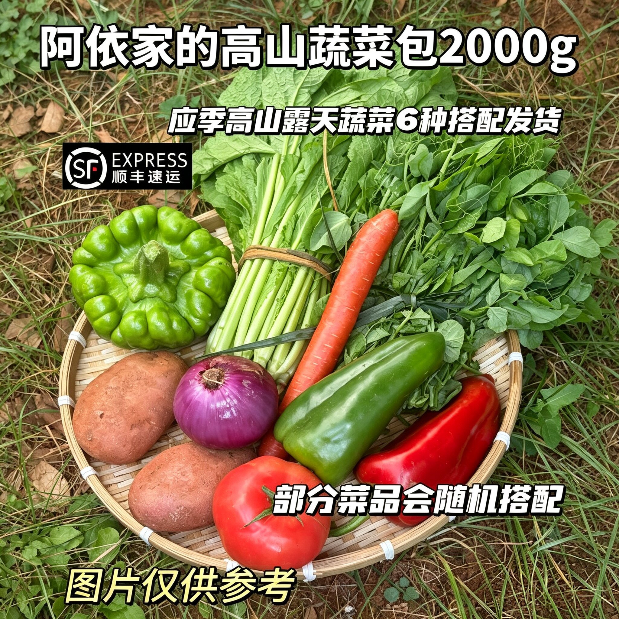 云南高山露天蔬菜6种组合2000g