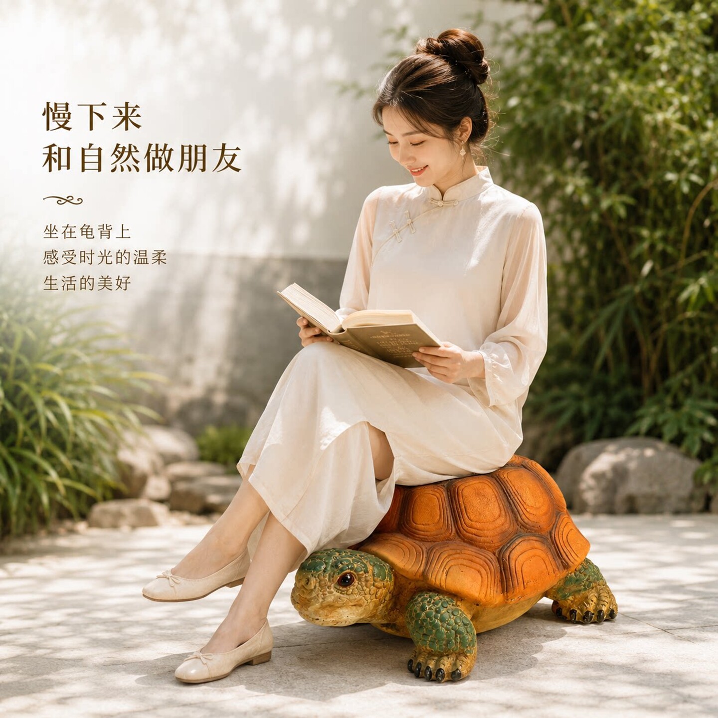 优伲嘉田园乌龟凳花园彩绘摆件图片