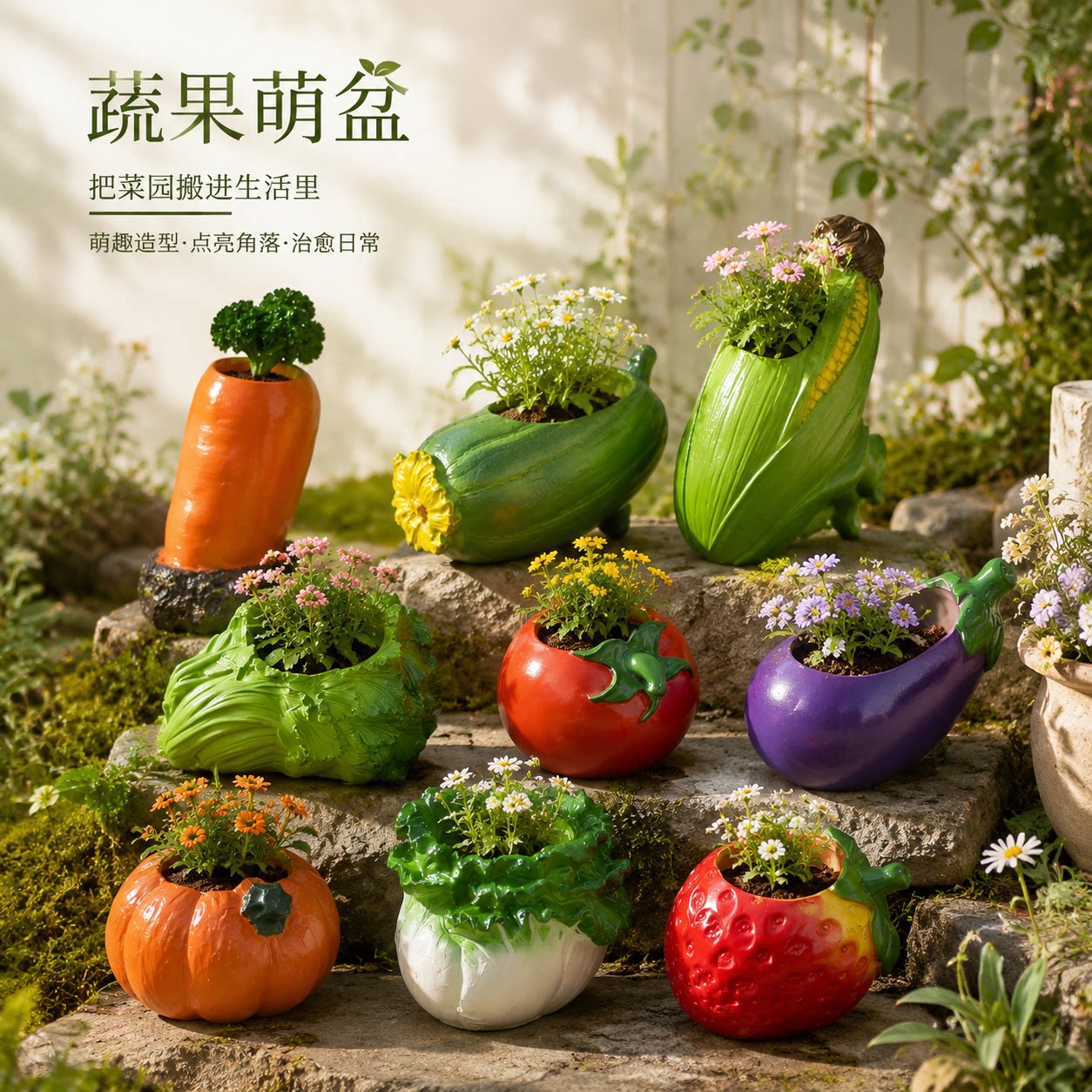 蔬菜水果造型花盆庭院装饰摆件花园落地式田园风户外创意多肉盆栽
