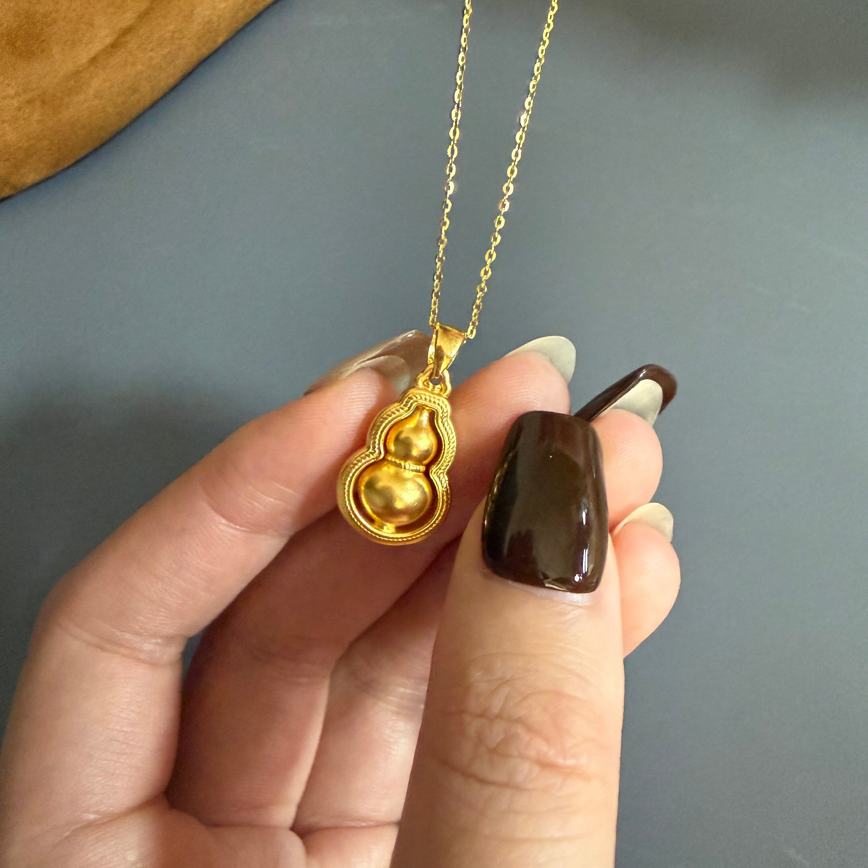 凯福足金999福禄双全挂坠黄金葫芦吊坠男女纯金项链礼物赠送银链
