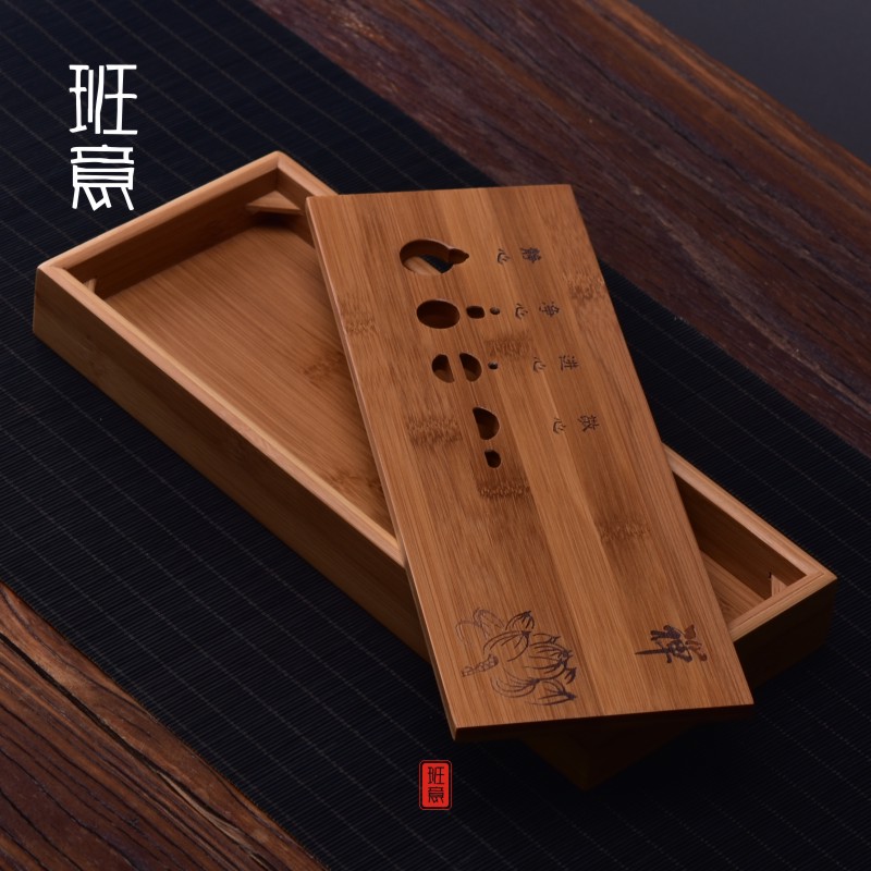 竹制迷你储水式托盘茶海台竹制小茶盘方形干泡盘小号功夫茶具茶道