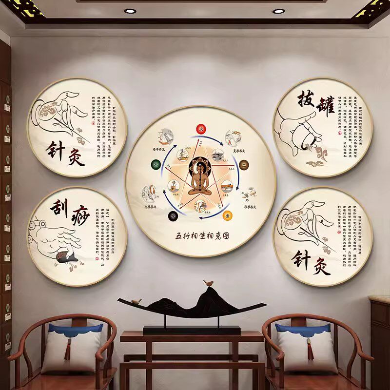 中医馆养生馆推拿店按摩店足疗店装饰画采耳店壁画挂画图片宣传画