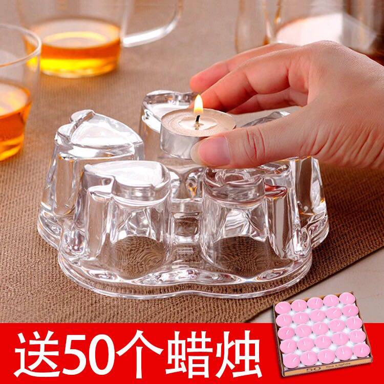 心形玻璃烛台底座蜡烛加热保温底座咖啡厅花茶壶套装暖茶器送蜡烛