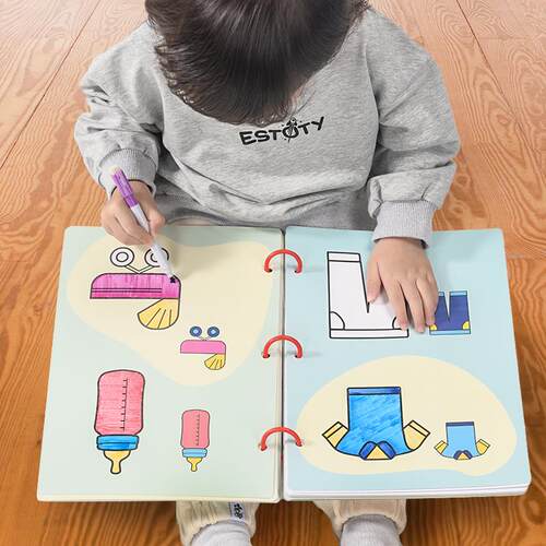 幼儿可擦写绘画启蒙涂色画本儿童画画本2-6岁幼儿园涂鸦填色绘本