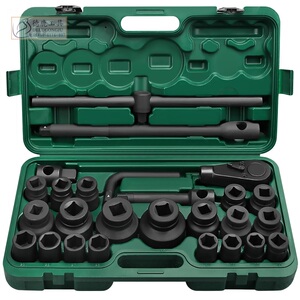德鹿重型26件套装套筒扳手汽修工具加厚中型风炮21-65六角梅花