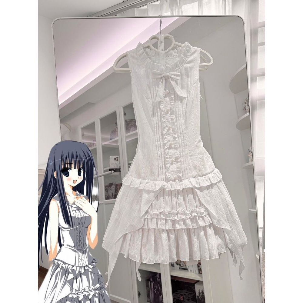 【空白无隅】古着vintage甜美连衣裙夏季新款日系温柔无袖裙子女~