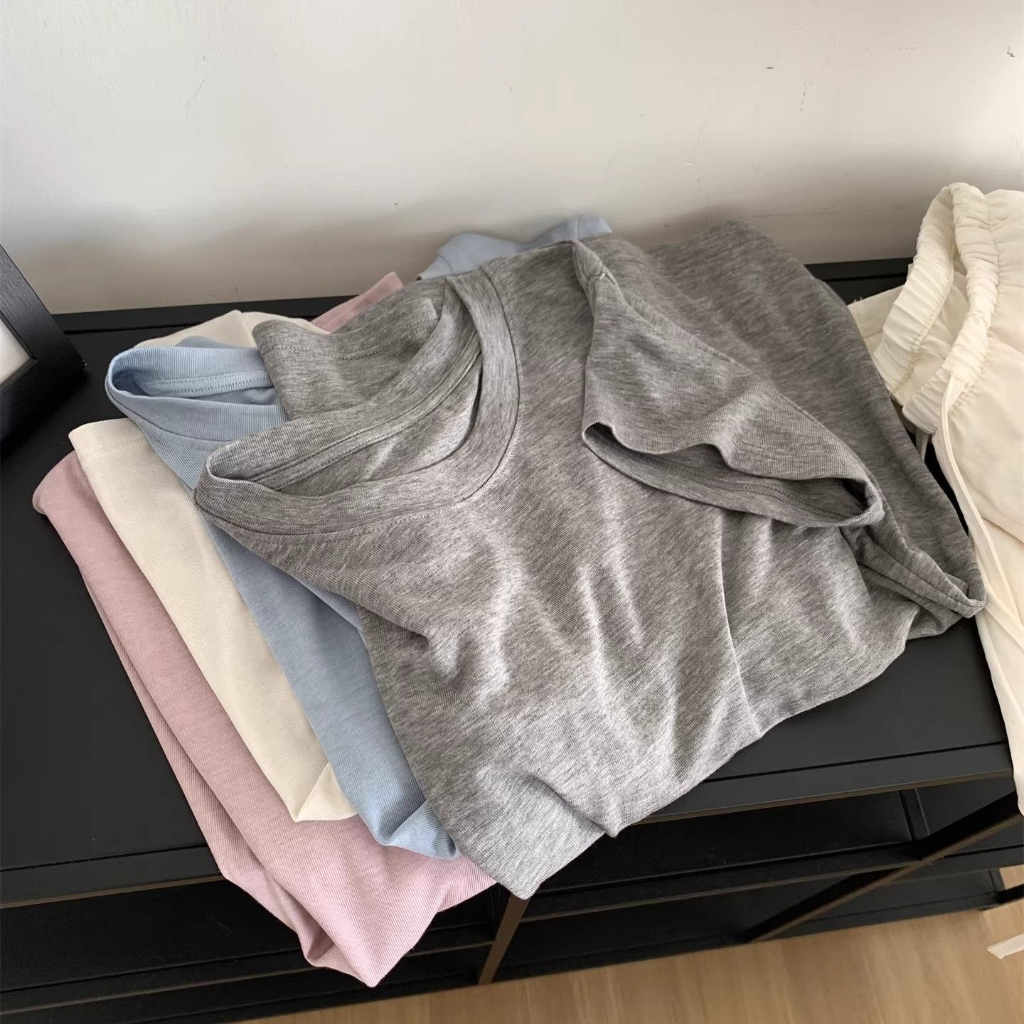 面料升级!敲舒适面膜莫代尔棉醋酸羊毛短袖t恤女夏季显瘦内搭上衣