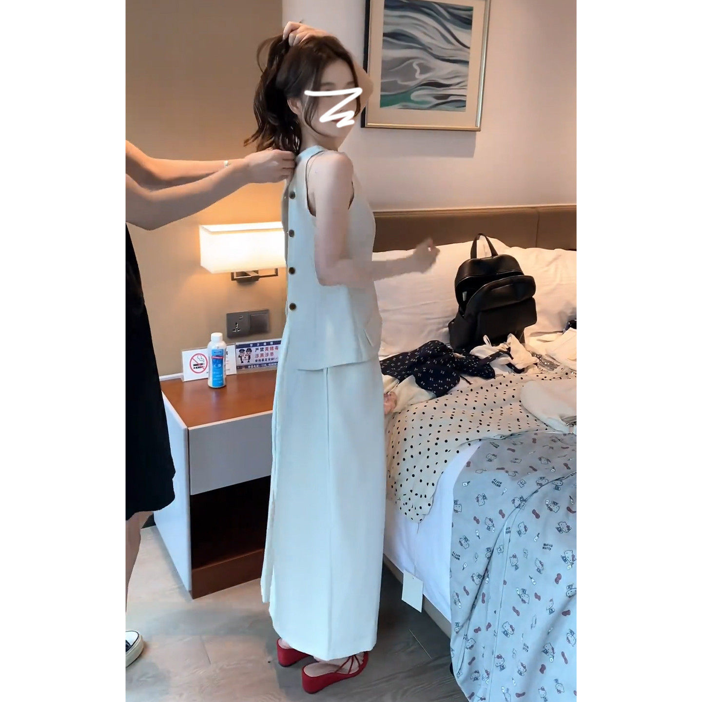韩系千金风漂亮出片连衣裙夏季绝美通勤小香风无袖上衣长裙套装女