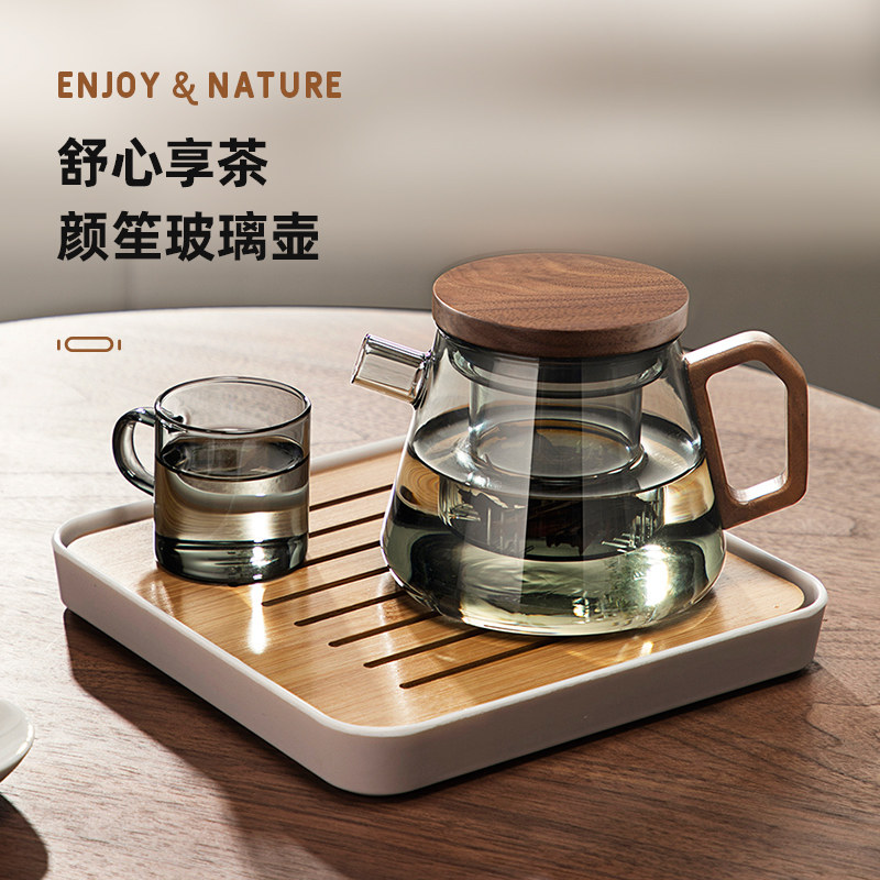 茶壶泡茶家用加热煮茶茶水分离加厚玻璃功夫茶泡茶壶茶杯茶具套装