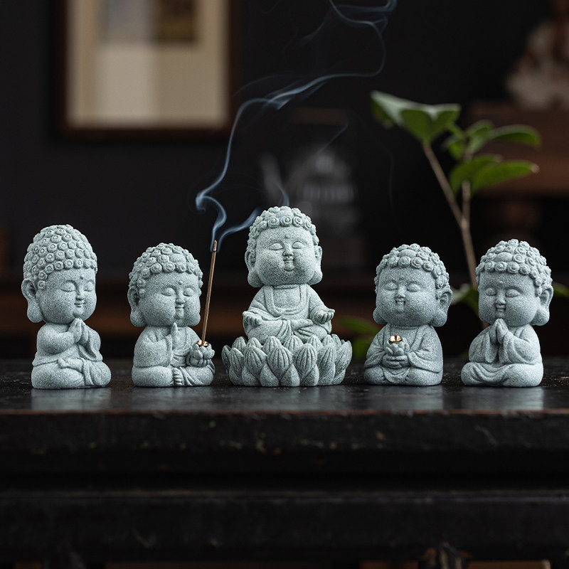 青砂石如来小佛摆件创意园艺盆景鱼缸微景观造景茶宠茶玩线香装饰