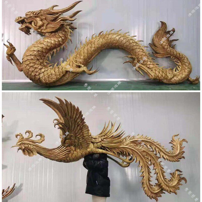 婚庆泡沫雕塑定制中式婚礼龙凤圆盘龙柱亭子舞台摆件装饰婚礼道具