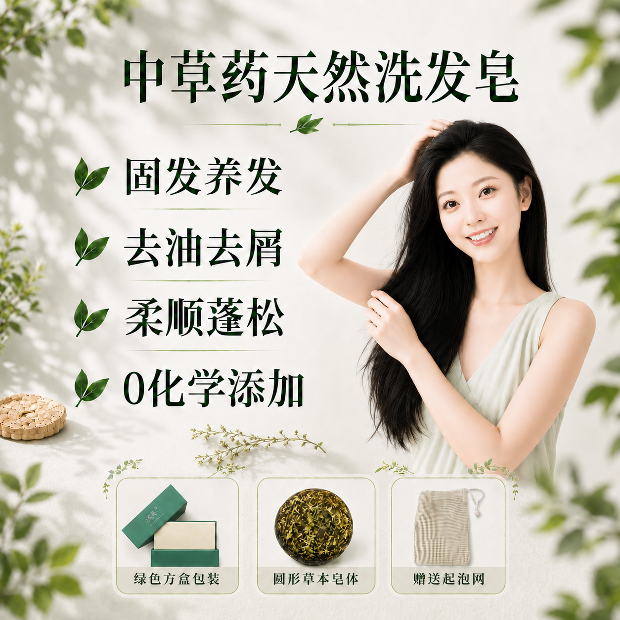 蕲艾侧柏叶皂草本控油舒缓头皮