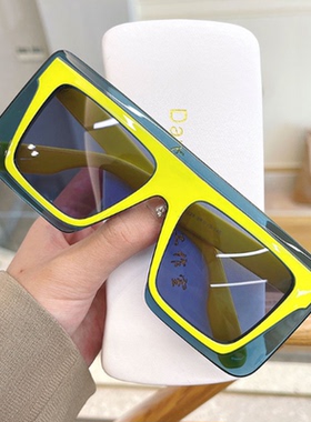 太阳镜遮阳墨镜复古方形大框连体