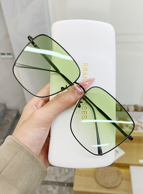 墨镜女大框超大金属框潮时尚新款绿色太阳镜男华晨宇同款眼镜方框