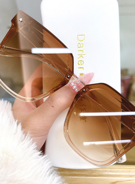 韩版复古超大方框黑色女街拍墨镜