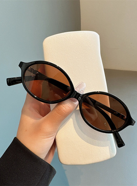 椭圆太阳镜书呆子墨镜女韩版复古